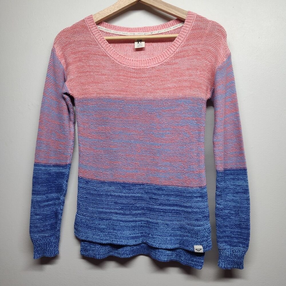 Roxy Pullover Light Sweater Women S Orange Blue Crochet Spring Beachwear Casual